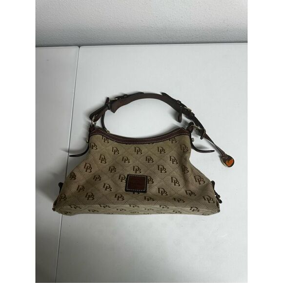 DOONEY & BOURKE SIGNATURE MONOGRAM BLACK GREY EAST/WEST SLOUCH SATCHEL BAG - Picture 9 of 16